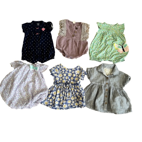Bundle Baby Girl Size 3M Set 6PC Lot Bubble Romper Dresses Floral - Picture 1 of 11